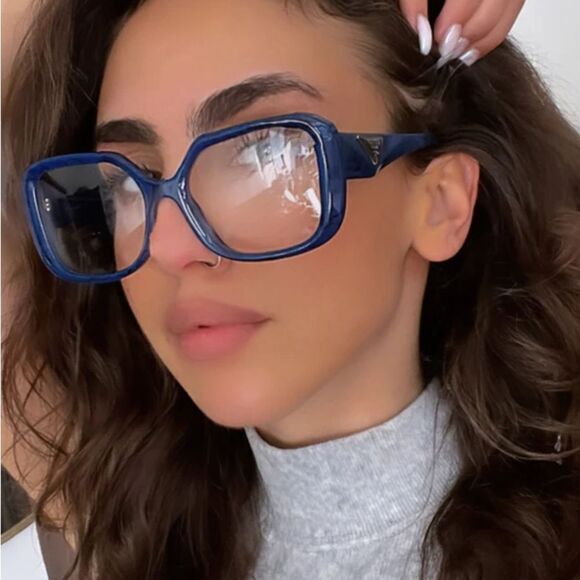 Prada Blue Bold Rectangular Glasses - Picture 13 of 13